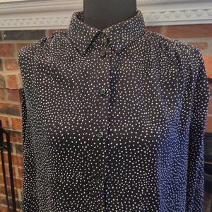 H&M Black with White Polka Dots, Button Up, Women's 10
